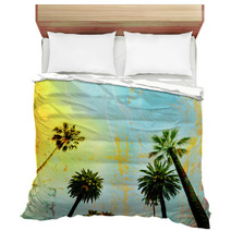 California Beach Art Palm Trees Background Bedding 87091112