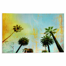 California Beach Art Palm Trees Background Rugs 87091112