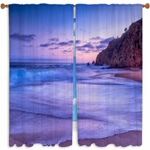 California Beach Sunset Window Curtains 54490517