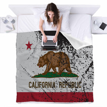 California Flag Grunged Blankets 84282434