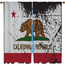 California Flag Grunged Window Curtains 84282434