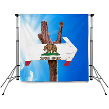 California Flag Wooden Sign With Sky Background Backdrops 82949568