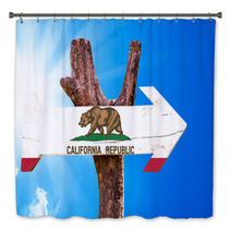 California Flag Wooden Sign With Sky Background Bath Decor 82949568