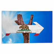 California Flag Wooden Sign With Sky Background Rugs 82949568