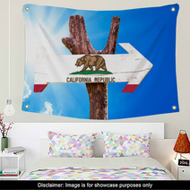 California Flag Wooden Sign With Sky Background Wall Art 82949568