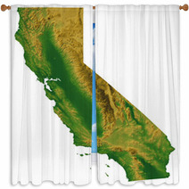 California Map With Terrain Window Curtains 8573921