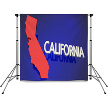 California Red State Map Ca Word Name 3d Illustration Backdrops 139471532