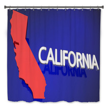 California Red State Map Ca Word Name 3d Illustration Bath Decor 139471532