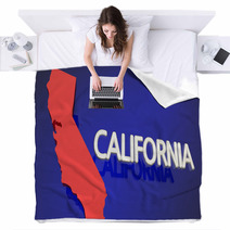 California Red State Map Ca Word Name 3d Illustration Blankets 139471532