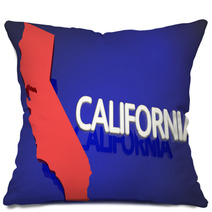 California Red State Map Ca Word Name 3d Illustration Pillows 139471532