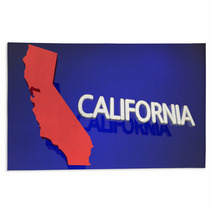 California Red State Map Ca Word Name 3d Illustration Rugs 139471532