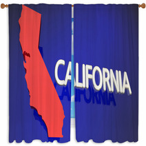 California Red State Map Ca Word Name 3d Illustration Window Curtains 139471532