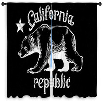 California Republic Bear In Dirty Texture Style Texture Are Easi Window Curtains 135522761