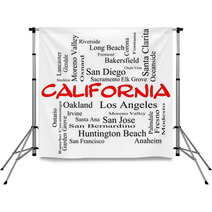California State Word Cloud Concept In Red Caps Backdrops 61175422