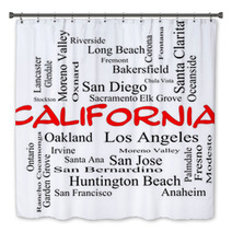 California State Word Cloud Concept In Red Caps Bath Decor 61175422
