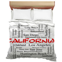 California State Word Cloud Concept In Red Caps Bedding 61175422