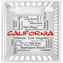 California State Word Cloud Concept In Red Caps Nursery Decor 61175422
