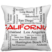 California State Word Cloud Concept In Red Caps Pillows 61175422