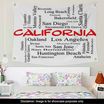 California State Word Cloud Concept In Red Caps Wall Art 61175422