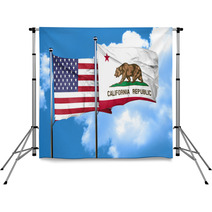 California With United States Flag 3d Rending Combined Flags Backdrops 134473921