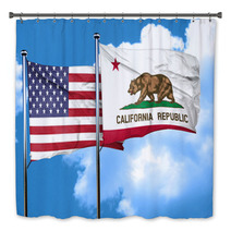 California With United States Flag 3d Rending Combined Flags Bath Decor 134473921