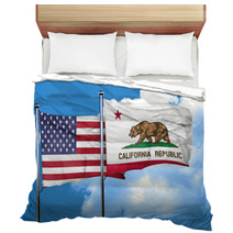 California With United States Flag 3d Rending Combined Flags Bedding 134473921