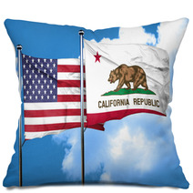 California With United States Flag 3d Rending Combined Flags Pillows 134473921