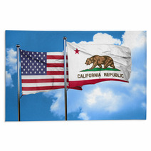 California With United States Flag 3d Rending Combined Flags Rugs 134473921