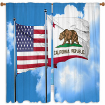 California With United States Flag 3d Rending Combined Flags Window Curtains 134473921