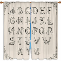 Calligraphic Alphabet Window Curtains 32563158