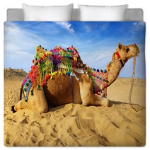 Camel On The Background Of The Blue Sky. Bikaner, India Bedding 40959331