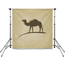 Camel Silhouette On Brainy Beige Background Backdrops 67250361