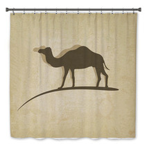 Camel Silhouette On Brainy Beige Background Bath Decor 67250361