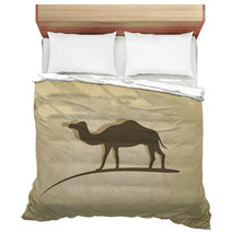 Camel Silhouette On Brainy Beige Background Bedding 67250361