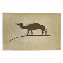 Camel Silhouette On Brainy Beige Background Rugs 67250361