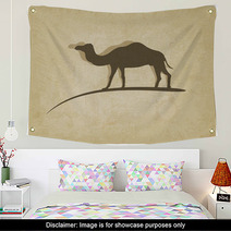 Camel Silhouette On Brainy Beige Background Wall Art 67250361