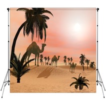 Camels In The Desert - 3D Render Backdrops 68969702