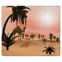 Camels In The Desert - 3D Render Rugs 68969702