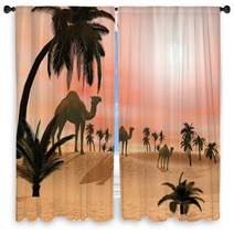 Camels In The Desert - 3D Render Window Curtains 68969702