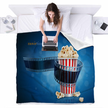 Camera Film Strip And Popcorn. Blankets 64253579