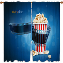 Camera Film Strip And Popcorn. Window Curtains 64253579