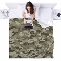Camouflage Pattern Seamless Woodland Blankets 90426916