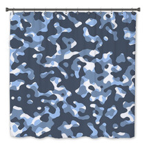 Camouflage Vector Seamless Blue Pattern Bath Decor 114520754