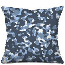 Camouflage Vector Seamless Blue Pattern Pillows 114520754