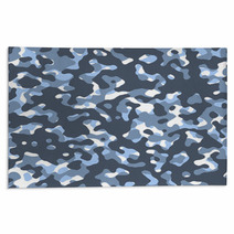 Camouflage Vector Seamless Blue Pattern Rugs 114520754