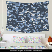 Camouflage Vector Seamless Blue Pattern Wall Art 114520754