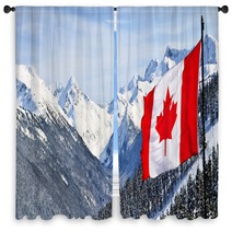 Canada Flag And Beautiful Canadian Landscapes Window Curtains 93600361