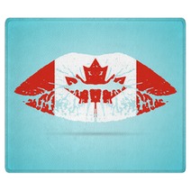 Canada Flag Lipstick On The Lips Isolated On A White Background Vector Illustration Kiss Mark In Official Colors And Proportions Independence Day Rugs 171595842