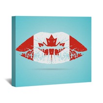 Canada Flag Lipstick On The Lips Isolated On A White Background Vector Illustration Kiss Mark In Official Colors And Proportions Independence Day Wall Art 171595842