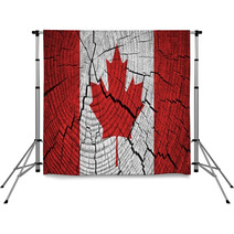 Canada Flag Painted On Old Wood Background Backdrops 60937540